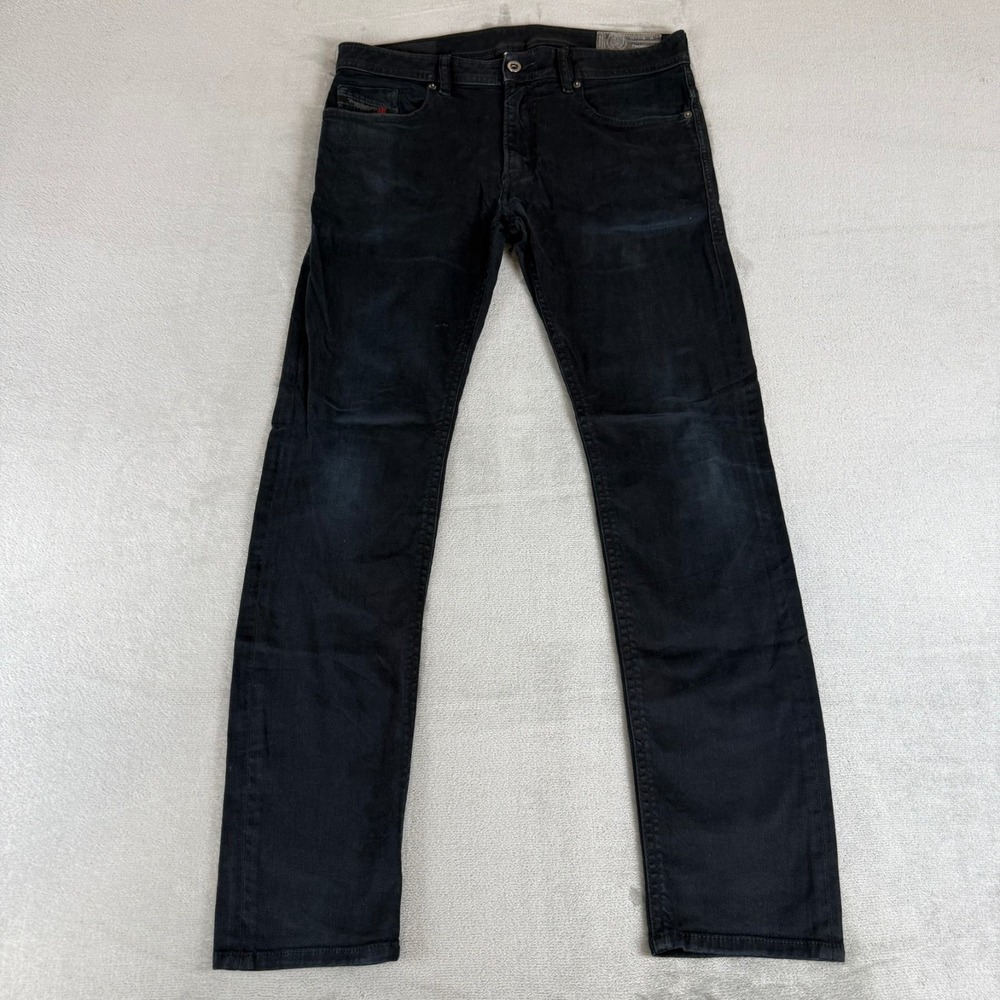 Diesel Thommer Slim Skinny Jeans Mens 32x31 Black Denim Distressed Stretch